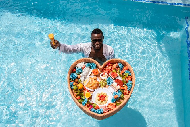 Curacao Floating Breakfast Photoshoot free Drone Videos & Mimosas - What comes on the floating breakfast tray